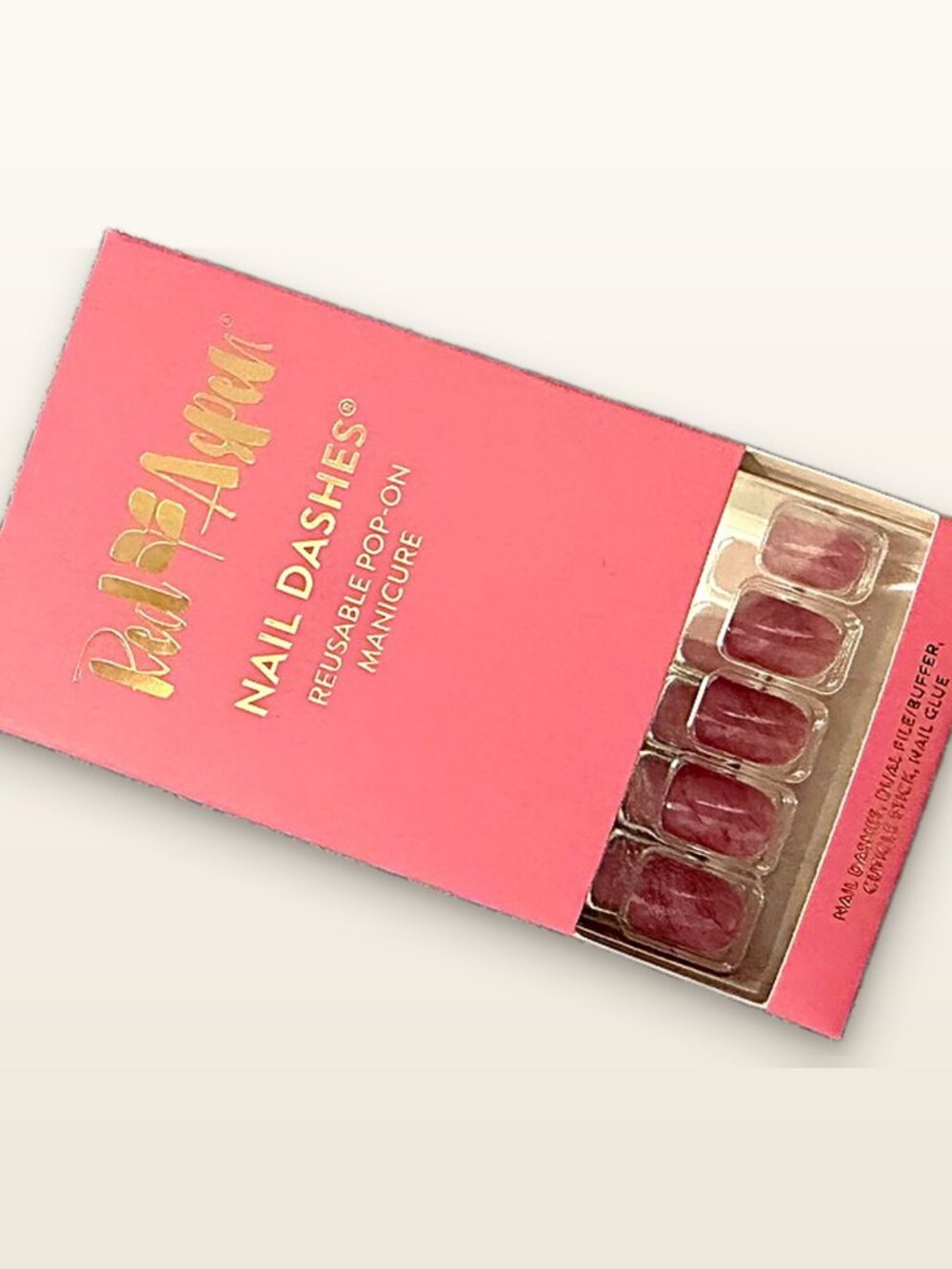 Red Aspen Press-On Nails | POP Mauve Marble | Short Square | Brand New in Box